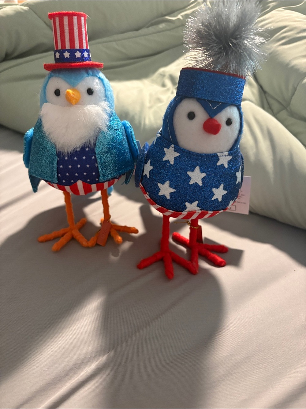 Sunflower merchandise two patriotic birds, uncle Sam and the Sparky